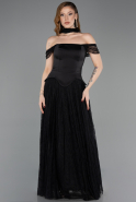 Long Black Dantelle Evening Dress ABU5799