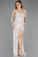 Beige Long Scaly Evening Dress ABU3246