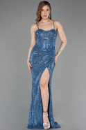 Indigo Long Scaly Evening Dress ABU3246