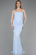 Long Light Blue Dantelle Evening Dress ABU5817