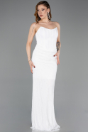 Long White Dantelle Evening Dress ABU5817