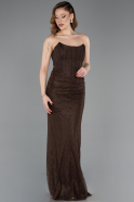 Long Brown Dantelle Evening Dress ABU5817