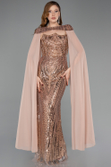 Long Copper Scaly Evening Dress ABU5828