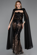 Long Black Scaly Evening Dress ABU5828