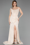 Long Beige Dantelle Evening Dress ABU5771