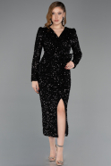 Midi Black Scaly Cocktail Dress ABK2543