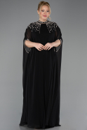 Long Black Chiffon Plus Size Evening Gown ABU5845