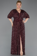 Long Burgundy Scaly Plus Size Evening Gown ABU5846