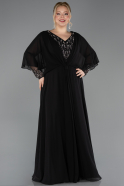 Long Black Chiffon Plus Size Evening Dress ABU5850