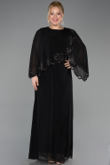 Long Black Chiffon Plus Size Evening Gown ABU5852