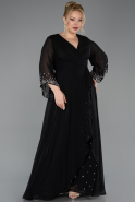 Long Black Chiffon Plus Size Evening Dress ABU5853