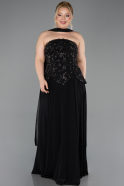Long Black Chiffon Plus Size Evening Dress ABU5855