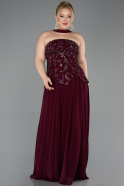 Long Purple Chiffon Plus Size Evening Dress ABU5855