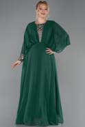 Long Emerald Green Chiffon Formal Plus Size Dress ABU5860