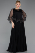 Long Black Chiffon Formal Plus Size Dress ABU5863