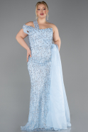 Long Light Blue Plus Size Evening Dress ABU5844