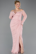 Long Powder Color Dantelle Plus Size Evening Gown ABU5880