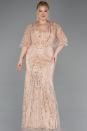 Long Gold Beaded Plus Size Evening Gown ABU5800