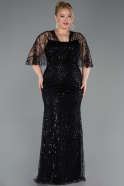 Long Black Beaded Plus Size Evening Gown ABU5800