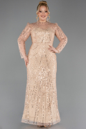 Gold Long Beaded Plus Size Evening Gown ABU5643