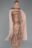 Long Copper Scaly Plus Size Evening Gown ABU5830