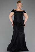 Long Black Dantelle Oversized Evening Dress ABU5824