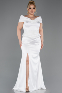 Long White Satin Oversized Evening Dress ABU5878