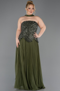 Long Olive Drab Plus Size Evening Gown ABU5856
