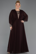 Long Brown Chiffon Formal Plus Size Dress ABU5860