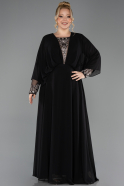 Long Black Chiffon Formal Plus Size Dress ABU5860