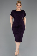 Midi Purple Plus Size Evening Gown ABK2535