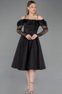 Midi Black Satin Cocktail Dress ABK2552