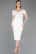Midi White Party Dress ABK2555