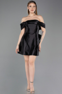 Mini Black Satin Cocktail Dress ABK2562
