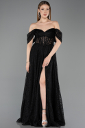 Long Black Dantelle Evening Dress ABU5867
