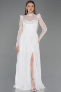 Long White Dantelle Evening Dress ABU5887