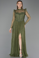 Long Olive Drab Dantelle Evening Dress ABU5887