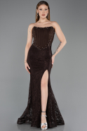 Long Brown Dantelle Evening Dress ABU5892