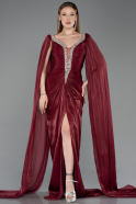 Long Burgundy Chiffon Evening Dress ABU5868