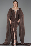 Long Brown Chiffon Evening Dress ABU5868