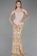 Long Beige Scaly Mermaid Prom Dress ABU5896