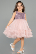 Short Powder Color Girl Dress ABK2570