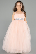 Salmon Long Girl Dress ABU3031