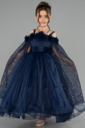 Long Navy Blue Kid Wedding Dress ABG179