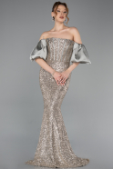 Mint Strapless Sleeve Accessories Long Scaly Evening Gown ABU4308