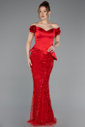 Red Long Beaded Evening Dress ABU5616