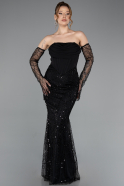 Long Black Beaded Evening Dress ABU5922