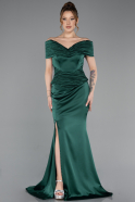 Emerald Green Long Satin Evening Dress ABU5785