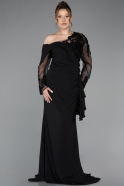 Long Black Chiffon Formal Plus Size Dress ABU5895