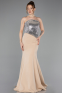 Long Beige Mermaid Evening Gown ABU5924